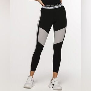 Lorna Jane Icon Retro Sport Ankle Biter Leggings Black Concrete Grey Size Small